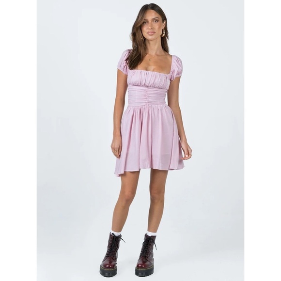 NWT Princess Polly Petal Pink Shirred Mini Dress Barbiecore Coquette Size 0 - Picture 10 of 10